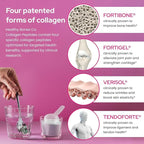 FORTIBONE® Premium Bone Health Collagen Peptides w/FORTIGEL®, VERISOL®, TENDOFORTE® | Clinically-Supported for Bones Joints Skin Hair Nails | Hydrolyzed Collagen Anti-Aging Formula | 60 Servings