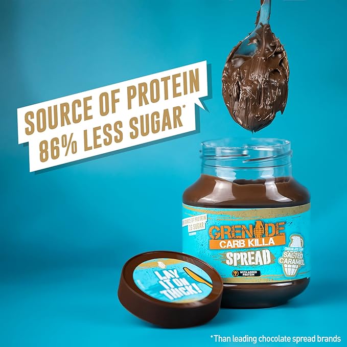 Grenade Carb Killa Protein Chocolate Spread | 7g High Protein Snack | High Protein Low Sugar | Gluten Free No Stir | Chocolate Chip Salted Caramel, 12.7oz