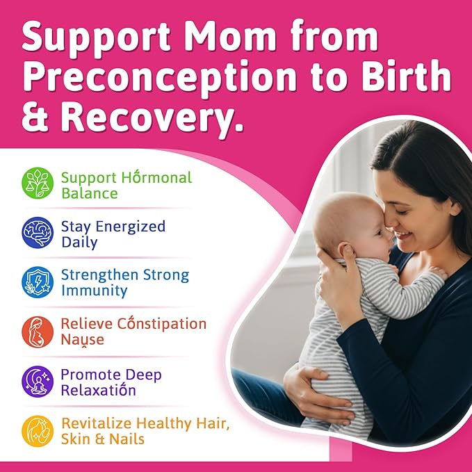 Prenatal Vitamin for Womem, 37-In-1 Multivitamin Gummies w/Omega-3 DHA, Methylfolate, Choline, Iron, Vitamin B12 B6 D3 C, Postnatal Vitamins Support Mom & Baby | Before, During & After Pregnancy, 60Ct