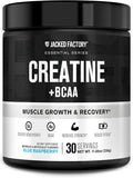 Jacked Factory Creatine + BCAAs - Creatine Monohydrate + BCAA Powder for Increased Post-Workout Recovery, Performance, Lean Muscle Growth, & Reduced Fatigue - 30 Servings, Blue Raspberry