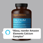 Amazon Elements Calcium Complex, 750mg, Vegan, With Vitamin D₂ and Magnesium, 195 Capsules