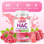 MEENCCD 2 Pack NAC Gummies, N Acetyl Cysteine 600mg NAC Supplement for Antioxidants & Immune Support, Sugar-Free, Raspberry Flavor, 120 Count