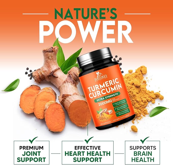 Turmeric Curcumin Supplement - 1800mg Organic Turmeric Per Serving - 95% Curcuminoids & BioPerine Black Pepper Extract for Best Absorption - Natural Vegan Joint Support, Bottled in USA - 360 Capsules