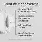 Sports Research Creatine Monohydrate - Gain Lean Muscle, Improve Performance and Strength and Support Workout Recovery* - 5 g Micronized Creatine - 17.64 oz