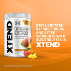 Xtend Original BCAA Powder, 7g BCAAs and 2.5g L-Glutamine for Muscle Recovery Hydration and Lean Muscle, Sugar Free Intra and Post Workout Drink with Electrolytes, Mango Madness, 30 Servings