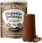 Four Sigmatic Organic Plant-Based Protein Powder | Clean Vegan Protein Elevated with Lion’s Mane, Chaga, Cordyceps and More for Brain Function and Immune Support | Creamy Cacao, 21.16 oz