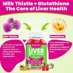 Liver Detox Cleanse & Repair, 2000 mg Milk Thistle Liver Detox, Liver Support Supplement with Glutathione, Dandelion Root, Turmeric & Artichoke, 23-in-1Herbal for Liver & Gut Health, Vegan, 60 Gummies