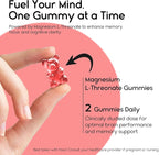 Magnesium L-Threonate Gummies for Adults & Kids 2000mg – Brain Supplements for Memory and Focus - Calm Magnesium Gummies for Improved Sleep and Healthy Mind - 60 Count (Strawberry)