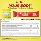 Keto Vitals Electrolyte Energy Drink Powder Packets - Electrolyte Supplement with 100mg Natural Caffeine, L Theanine & Organic Lion's Mane Extract - Strawberry Watermelon Keto Powder Packets, 30 Count