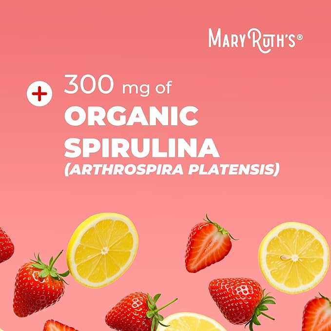 MARYRUTH'S Spirulina Gummies Made with Organic Spirulina | Superfood Gummies for Ages 14+ | Antioxidant | Vegan | Non-GMO | Pectin-Based | Gluten Free | 90 Count