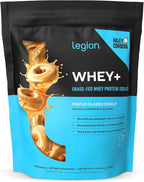 LEGION Whey+ Protein Whey Isolate from Grass Fed Cows - Whey Protein Isolate Powder Low Calorie, Non-GMO, Sugar Free, Lactose and Gluten Free, All Natural Protein Powder 30 Servings (Maple Doughnut)