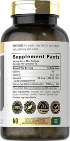 Carlyle Calcium 1200 mg with Vitamin D3 | 300 Softgels | Non-GMO and Gluten Free Supplement