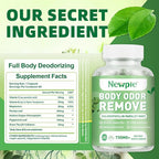 Newpie Body Deodorizing Supplement, Chlorophyll Capsules for Skin Body Odor, Fresh Breath & Gut Odor Control for Men & Women | Vegan with Parsley Leaf Green Tea, Gluten Free, 60 Capsules (1)