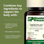 Standard Process Inc. Immuplex - Daily Immune Support Supplement with Folate, Iron, Vitamin C & Vitamin A - Mineral Supplement with Antioxidant Ingredients - 90 Capsules