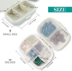 2 Pack Pill Organizer Box - Small Pill Dispenser Home Travel Essentials Supplement Holder Portable Vitamin Case 8 Compartment & 3 Compartment Container Daily Medicine