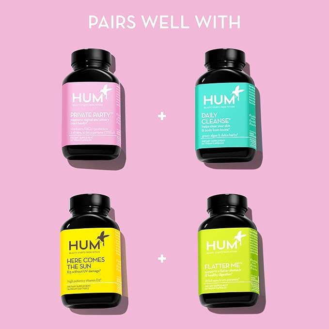 HUM Private Party Vaginal Probiotics for Women, pH Balance and Urinary Tract Support Vaginal Probiotic Supplement with Cranberry & Lactobacillus Blend, Women's Health Cranberry Pills, 90 Capsules