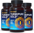 BioEmblem Turmeric Curcumin with Clinically Studied TurmiPure - Joint Support, Healthy Inflammation Turmeric Supplements - 1 Small Cap Daily, 24x More Absorption Than Others - Non-GMO, 90 Serving