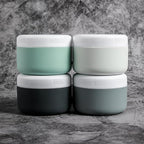 kuangre Travel Containers for Toiletries, Silicone Cream Jars BPA-Free, Leak-proof 3oz Travel Size Containers, Portable Size Silicone Jars with Lid for Cosmetic Face Hand Body Cream (4 Pack)