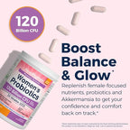 NewRhythm Probiotics for Women, Akkermansia Probiotic, Biotin, Vitamin B6 B12 & Inositol, 120 Billion CFU 20 Strains, Digestive Enzymes, Prebiotics & Vaginal Probiotics for PH Balance, 60 Capsules
