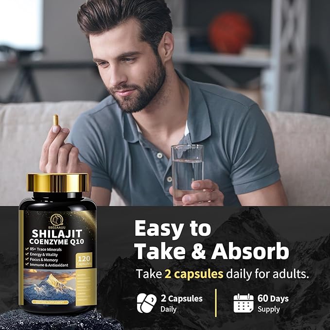 Shilajit for Men with Sea Moss & Ashwagandha,12 in 1 Hima*Layan Shilajit Supplements Capsules with Coenzyme Q10, Fulvic Acid & Humic Acid, Lion's Mane, Support Energy & Immunity, 120 Counts