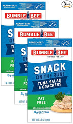 Bumble Bee Snack On The Run Fat-Free Tuna Salad with Crackers Kit - Ready to Eat Protein Snack Pack - 8g Protein per Box - Wild Caught MSC Certified Tuna - 3.5 oz (Pack of 3)