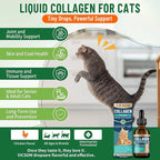 Liquid Collagen for Cats, Cat Collagen Drops with Bovine Collagens, Biotin & Vitamin C, Mobility & Flexibility, Itch Relief, Skin, Coat & Immunity Support, Cat Joint Supplement for Cats