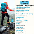 NutriRise Glucosamine Chondroitin Quercetin & MSM with Turmeric Curcumin 2100mg Triple Strength Joint Support Supplement for Women & Men with Boswellia & Bromelain, Gluten Free, Non GMO, 90 Count