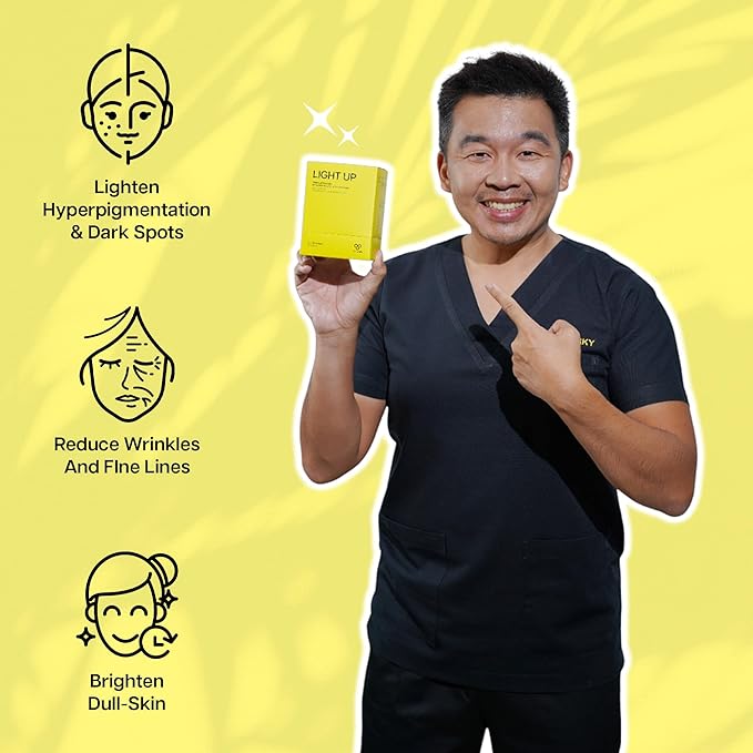 Light Up – Antioxidant Skin-Brightening Supplement with Vitamin C, Plant-Based Extracts & Hydrating Support – Lemon Green Tea Flavor – for Even Tone, Dark Spot Reduction & Glow – 30 Sachets