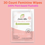 30 Count Flushable Feminine Wipes pH-Balanced & Unscented for Sensitive Skin | Individually Wrapped, Septic-Safe, Aloe-Infused | Travel & Home Use
