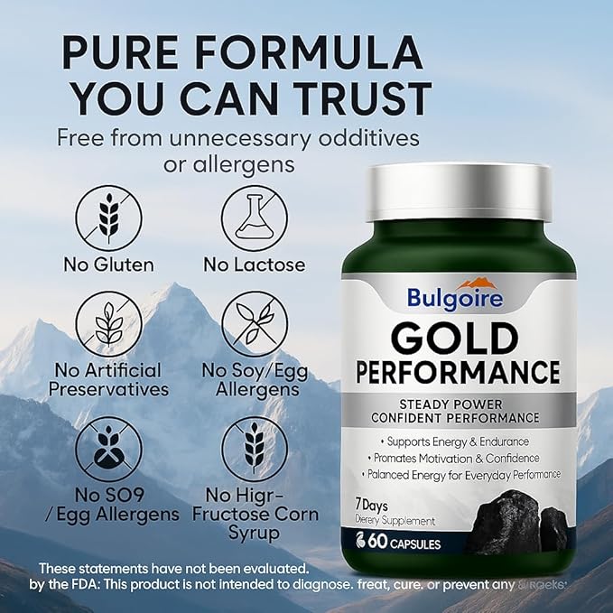 Quientum Gold Performance Capsulas – Daily Energy & Endurance Support Supplement | Boost Motivation & Confidence | 60 Capsules