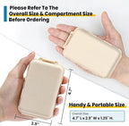 14 GRIDS Travel Pill Organizer Box with Labels - Travel Medicine Case Kit - Pocket Daily Pharmacy Container - Travel Medication Holder Dispenser for Fish Oil Vitamin Supplement Storage - Khaki