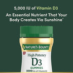 Nature’s Bounty Vitamin D 5000 IU Gummies, Vitamin D3 High Potency Immune Support & Bone Health Supplement, 5000 IU in 1 Gummy, Strawberry Flavor, 2 month Supply, 60 Vegetarian Gummies for Adults