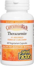 Natural Factors CurcuminRich Theracurmin - Antioxidant Support Supplement with Curcumin - Dietary Supplement Aids Muscle & - 60 Vegetarian Capsules (60 Servings)