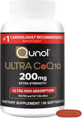 Qunol CoQ10 200mg Softgels, Ultra CoQ10 - Ultra High Absorption Coenzyme Q10 Supplements - Antioxidant Supplement for Vascular and Heart Health & Energy Production, 90 Count