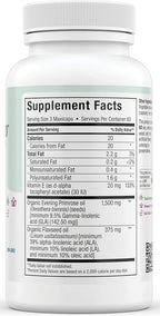 Organic Evening Primrose Oil Capsules 1500mg - EPO Gamma Linolenic Acid Supplement - Hormone Balance for Women - PMS & Hot Flashes Menopause Relief - GLA Hormonal Acne Supplements, 180 Count