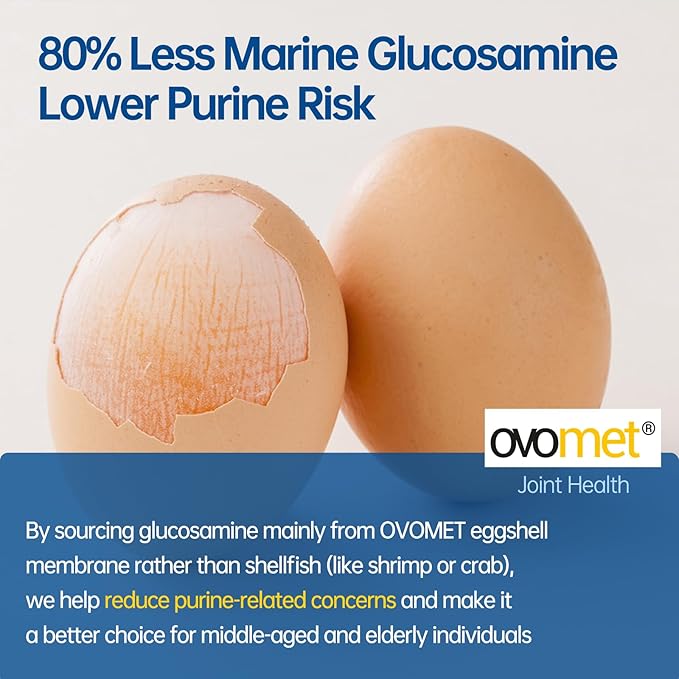 purmeo 5-Day Fast-Acting Joint Health Supplement - Support for Comfort, Cartilage, Strength & Flexibility - OVOMET Eggshell Membrane Glucosamine Chondroitin, MSM & Boswellia - Made in Germany, 120ct