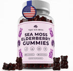 TrueSeaMoss Sea Moss Gummies with Elderberry, Burdock Root & Bladderwrack – for Adults & Kids 4+ – Fruity Flavor – 60 Gummies