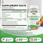 Magnesium Complex Gummies 8 Elemental 1000mg - Magnesium Glycinate, Citrate, Malate, Taurate, Supports Bones, Muscle, Nerve Health, for Women & Men, Vegan Non-GMO, Mixed Flavors, 60 Count