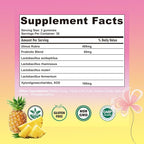 Women's Probiotics Slippery Elm Gummies,Her Juicy PH Balance,Vaginal Feminine Probiotics Pineapple Gummies,Digestive,Immune Health