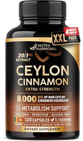 Ceylon Cinnamon Capsules - Extra Strength - Energy, Heart & Metabolism Support - for Men & Women - Pure Natural Extract 20:1 Supplement - Made in USA - GMO & Gluten Free, 120 Capsules, 4 Month Supply