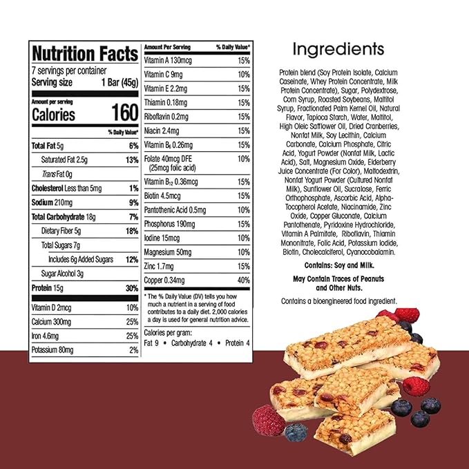 BestMed - High Protein Nutrition Bar - Low-Carb, 15g Protein, Low Sugar, High Fiber, Low Calorie, Meal Replacement Bar (Double Berry, 4 Box - 28 Count)