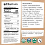 EarthChimp Organic Vegan Protein Powder - with Probiotics - Non GMO, Dairy Free, Non Whey, Plant Based Protein Powder for Women and Men, Gluten Free - 26 Servings 32 Oz (Vanilla) No Scoop
