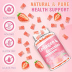180 Count Collagen Gummies Collagen Protein Type I II III V X with Biotin Vitamin C A B D E Keratin Hyaluronic Acid for Hair Skin Nails Joint Immune Digestion Women Men Sugar Free Strawberry