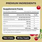 Akkermansia Muciniphila Probiotics 320 Billion CFU| Probiotic and Prebiotic | Akkermansia Probiotics for gut health | Inulin Prebiotic Fiber Capsules Astaxanthin & Berberine & Chromium 480 caps 4 pack
