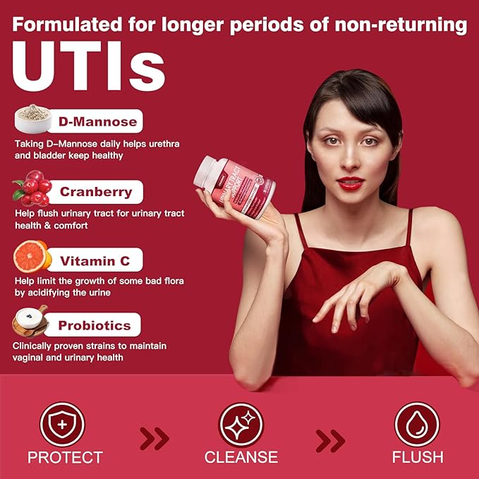 ZEBORA Urinary Tract Health for Women - Vaginal Probiotics for Women Digestive Health and pH Balance - D Mannose Supplements with Cranberry to Cleanse Urinary Tract & Bladder - 90 Capsules