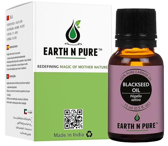 Earth N Pure Blackseed Oil (Kalonji Oil) Cold Pressed, Natural and Therapeutic Grade for Hair 15 ml