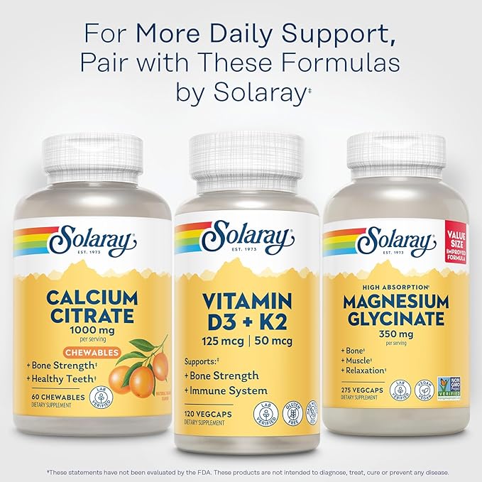 SOLARAY Calcium Citrate 1000mg - Chewable Calcium Supplements for Women and Men - Healthy Teeth and Bone Support - Great, Natural Orange Flavor - Vegan, Gluten Free, 60-Day Guarantee - 15 Servings