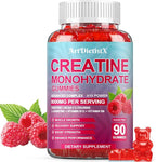 Creatine Monohydrate 8000mg Gummies with BCAA, L-Carnitine, Taurine & Vitamin B12 - Pre Workout Supplement for Muscle Growth, Strength & Energy, Raspberry Flavor Gummies, 90 Count for Men & Women
