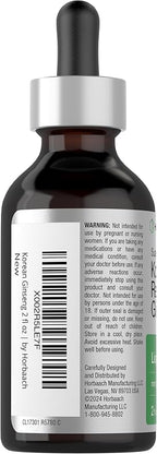 Horbäach Korean Red Ginseng | 2 fl oz Liquid Extract | Panax Ginseng | Vegetarian, Non-GMO, Gluten Free Supplement