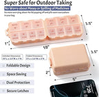 NEW Foldable & Double Protection Portable Weekly Pill Organizer 2 Times A Day with Etched Labels, AM PM 7 Day Week Medicine Box, Daily Travel Pill Case Holder Dispenser for Vitamin, Supplement - Pink